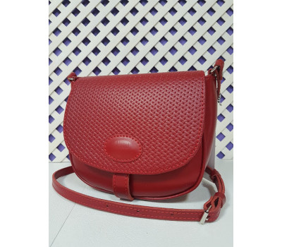 Сумка женская "Римини" натуральная кожа, красная плетенка