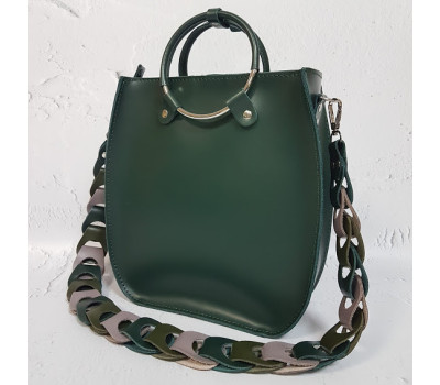 Сумка жіноча "Мальва" натуральна шкіра, темно-зелена