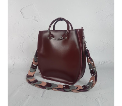 Сумка жіноча "Мальва" натуральна шкіра, бургунди матова