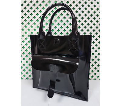 Сумка жіноча "ГАРДА" натуральна шкіра, чорний глянець