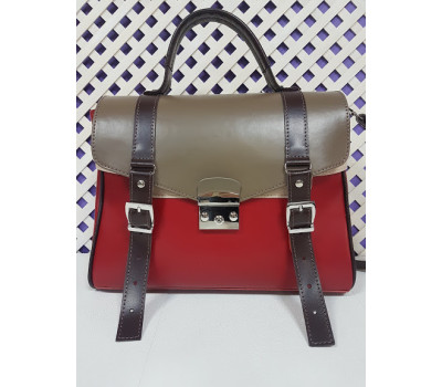 Сумка-саквояж жіноча "Вінтаж" натуральна шкіра, червона