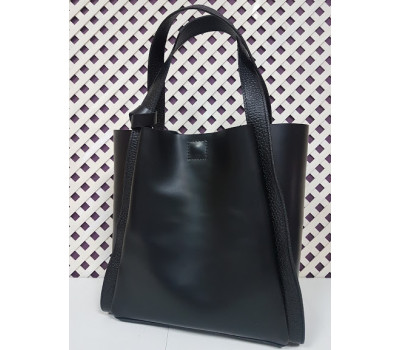 Сумка жіноча "ДОЛЬЧЕ" натуральна шкіра, чорна матова з тисненням під перли