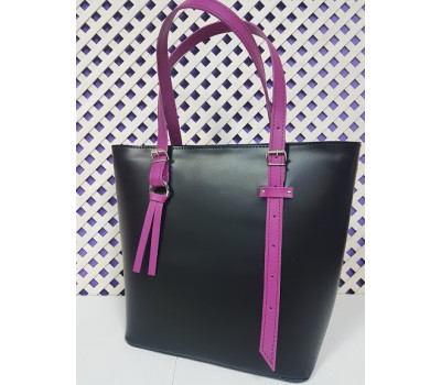 Сумка жіноча "Ліана" натуральна шкіра, чорна матова