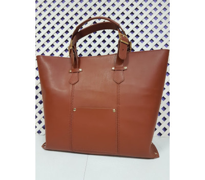 Сумка-шоппер "ЭЛИС" натуральная кожа, гончарная глина на молнии