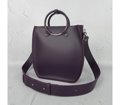 Сумка жіноча "Мальва" натуральна шкіра, суперматовий баклажан