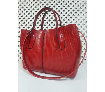 Сумка жіноча "ФОРТА" натуральна шкіра, червоний глянець тиснення плетінка
