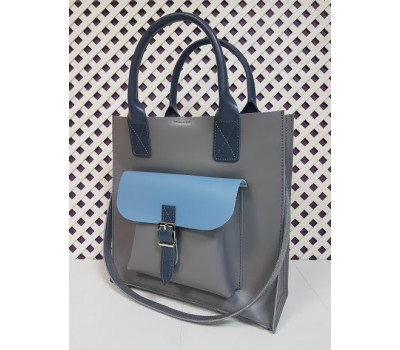 Сумка жіноча "ГАРДА" натуральна шкіра, сіра комбінована