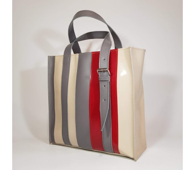 Сумка жіноча "Страйп" натуральна шкіра, слонова кістка