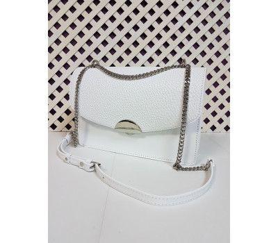 Сумка женская "Богема" натуральная кожа, белая матовая с тиснением под жемчуг