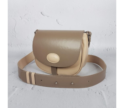 Сумка женская "Римини" натуральная кожа, слоновая кость/латте матовая