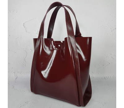 Сумка жіноча "ДОЛЬЧЕ" натуральна шкіра, бургунди глянець з рептилією