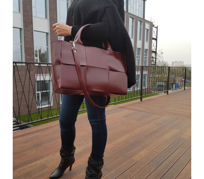 Сумка женская "Вега" натуральная кожа, бургунди