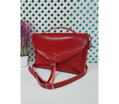 Сумка жіноча "Дороті" натуральна шкіра, червона плетінка глянець