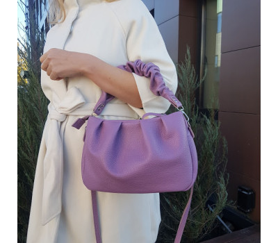 Сумка женская "Румба" натуральная кожа, сиреневая флотар