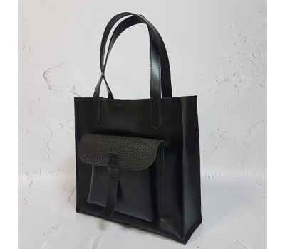 Сумка жіноча "ГАРДА" натуральна шкіра, чорна матова