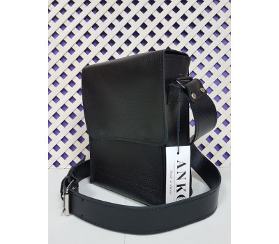 Сумка мужская "Бронкс" натуральная кожа, черная под флотар