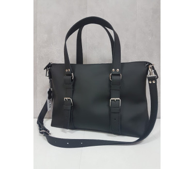 Сумка "Монако" натуральная кожа, черная суперматовая