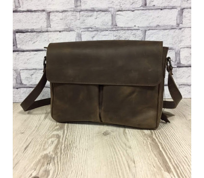 Сумка мужская "Бостон" натуральная кожа коричневая Crazy Horse