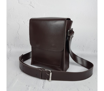 Сумка мужская "Бронкс" натуральная кожа, матовый шоколад