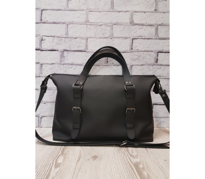 Сумка "Монако XXL" натуральная кожа, черная матовая