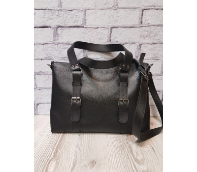 Сумка "Монако" натуральная кожа, черная под флотар