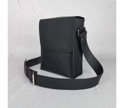 Сумка мужская "Бронкс" натуральная кожа, черная суперматовая