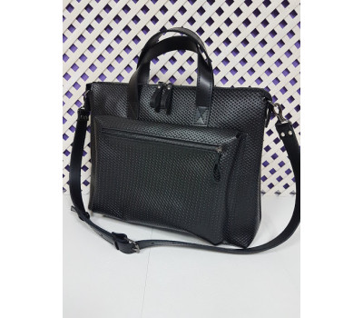 Сумка "Торонто" натуральна шкіра, чорна плетінка