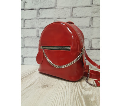 Рюкзак "Шайн" натуральна шкіра, червоний лак