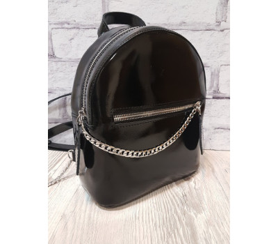 Рюкзак жіночий "Шайн" натуральна шкіра, чорний глянець