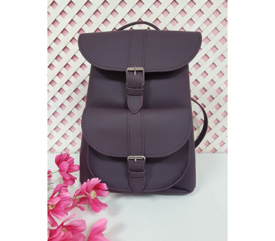 Рюкзак жіночий "ВОЯЖ" натуральна шкіра, баклажан матовий
