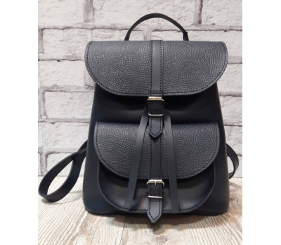 Рюкзак жіночий "ВОЯЖ" натуральна шкіра, синій матовий з рептилією