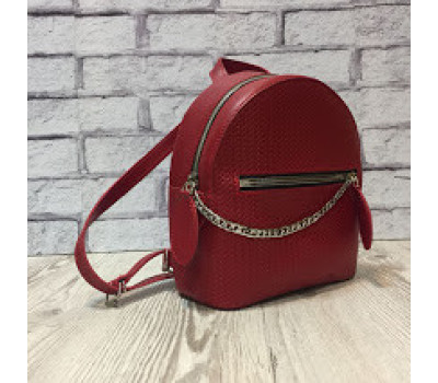 Рюкзак "Шайн" натуральна шкіра, червоний матова з кошиком