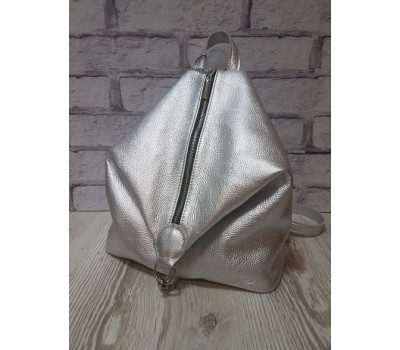 Рюкзак жіночий "Паріс" натуральна шкіра, срібний флотар
