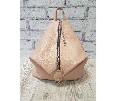 Рюкзак жіночий "Паріс" натуральна шкіра, пудровий флотар