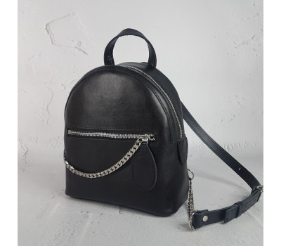 Рюкзак "Шайн" натуральна шкіра, чорний матовий