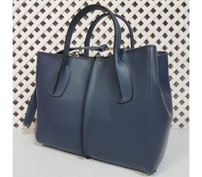 Сумка жіноча "ФОРТА" натуральна шкіра, сіро-синя матова