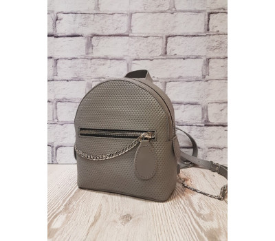 Рюкзак "Шайн" натуральна шкіра, сірий з кошиком