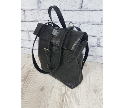 Рюкзак-сумка "Бонд" натуральная кожа, черный флотар