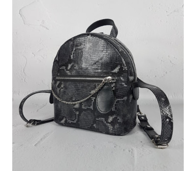 Рюкзак "Шайн" натуральна шкіра, чорна імітація під пітона