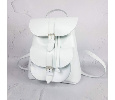 Рюкзак жіночий "ВОЯЖ" натуральна шкіра, біла матова