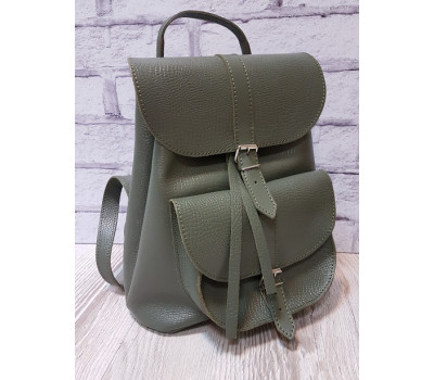 Рюкзак жіночий "ВОЯЖ" натуральна шкіра, хакі під рептилію