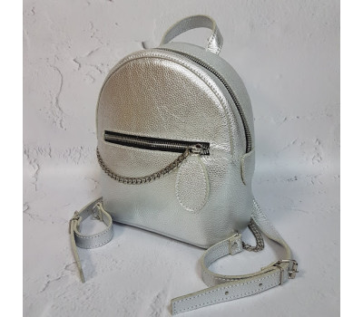 Рюкзак "Шайн" натуральна шкіра, срібний флотар