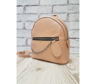 Рюкзак "Шайн" натуральна шкіра, пудровий флотар