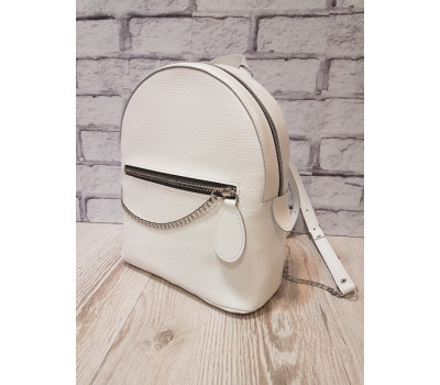 Рюкзак "Шайн-плюс" натуральна шкіра, біла під рептилію