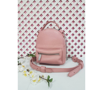 Рюкзак-сумка "Міні" натуральна шкіра, рожевий флотар