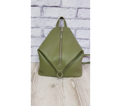 Рюкзак жіночий "Паріс" натуральна шкіра, оливковий флотар
