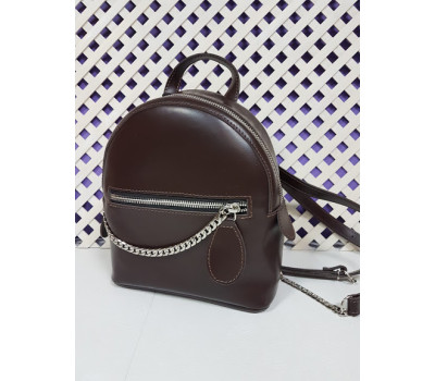 Рюкзак "Шайн" натуральна шкіра, коричнева матова