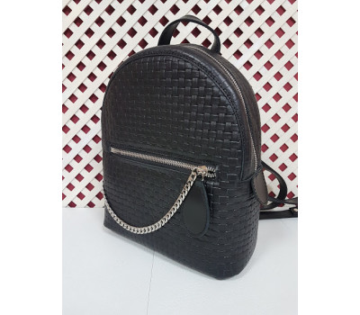 Рюкзак "Шайн-плюс" натуральна шкіра, чорна Венето