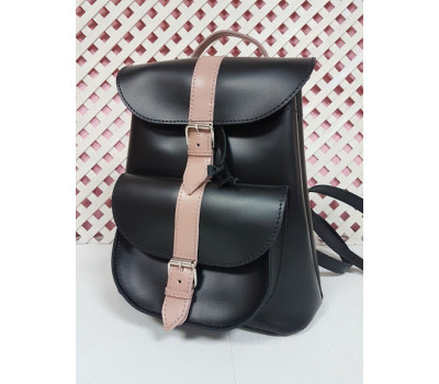 Рюкзак жіночий "ВОЯЖ" натуральна шкіра, чорний матовий