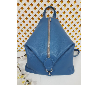 Рюкзак жіночий "Паріс" натуральна шкіра, блакитний флотар